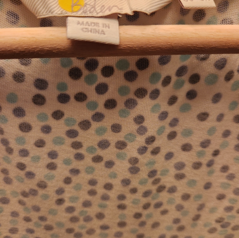 Boden Dress White w Blue Polka Dots Soft Jersey Knit 8 Preppy Business Casual - Picture 6 of 6